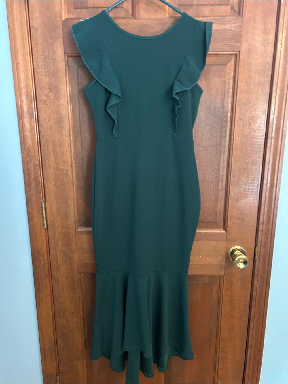 Fashion Brand Company Dark Green Ruffle Midi Dress